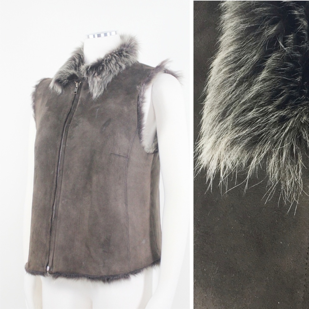 Peruvian Connection Vest Fur Shearling Zip Front L